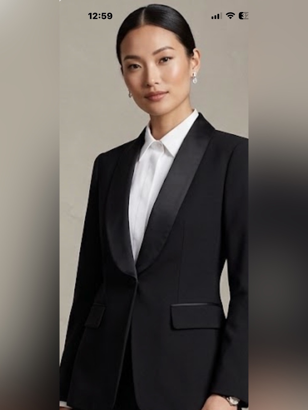 Jason Wu Black Satin Peak-Lapel Blazer